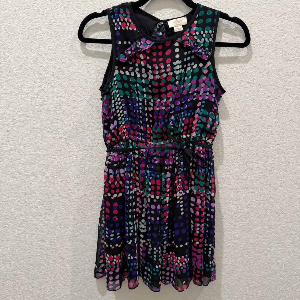Kate Spade Girls Multicolor Confetti Dot Ruffle Chiffon Dress Size 12 NWT
